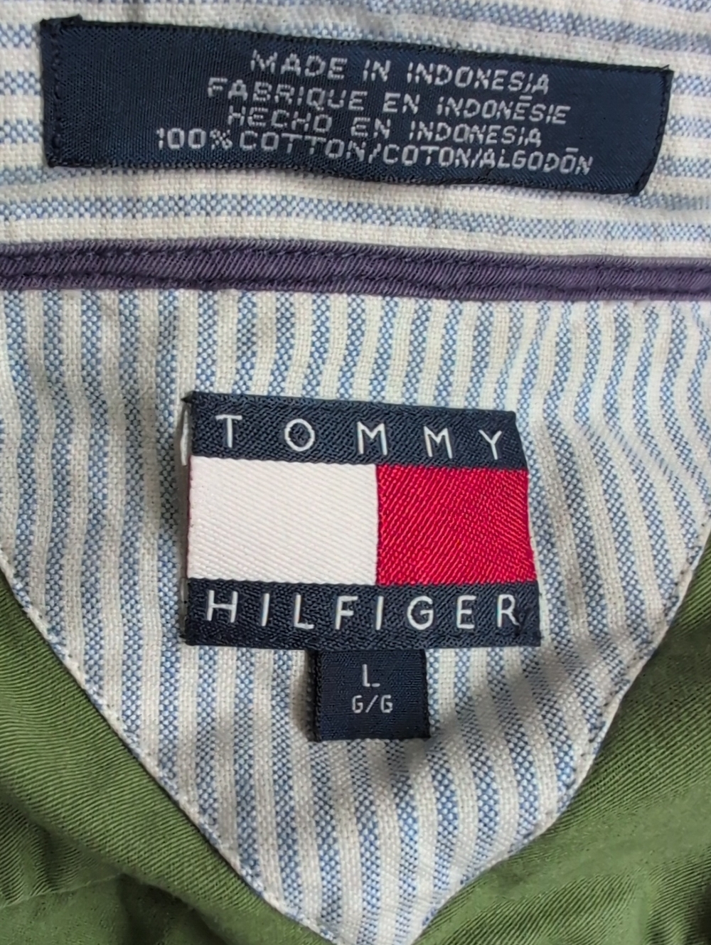 Vintage Tommy Hilfiger Green Button-Down Green Mens Shirt Large - Picture 5 of 7